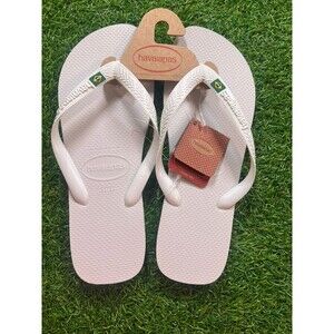 Havaianas Brazil Logo Flip Flop White Women size 11/12 Mens 9/10 AUTHENTIC NWT